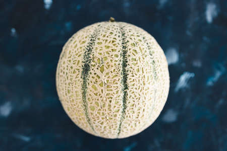 simple food ingredients concept, close-up of whole rockmelonの写真素材