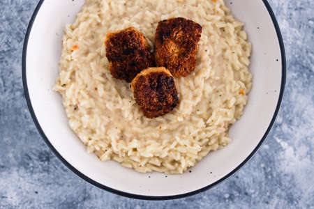 vegan coconut rice with sweet potato curry nuggets, healthy plant-based food recipes
