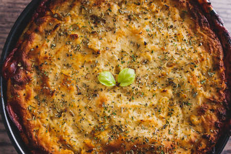 vegan lentil cottage pie with mash potato topping, healthy plant-based food recipes