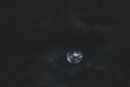 full moon in the night sky shot with telephoto lens	 with subtle crushed black editing