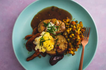 vegan roast with mixed vegetable and plant-based meatloaf, healthy plant-based food recipes