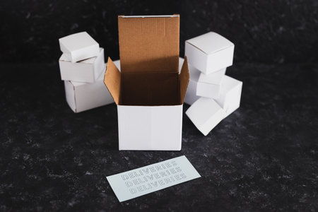 shipping industry and online shopping concept, group of white delivery parcels with Deliveries...