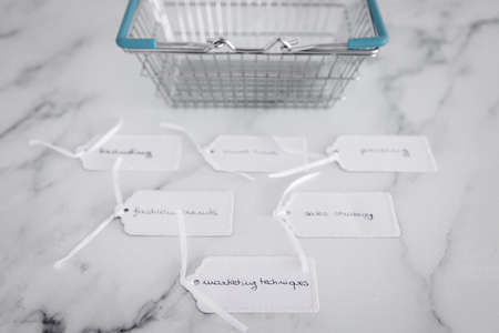 shopping and sales strategy conceptual image, price tag with Marketing Techniques Pricing Branding...