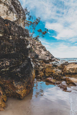 beautiful scenary of the Pacific Ocean and golden sand of Kingston Beach in Southern Tasmania, Australiaの写真素材