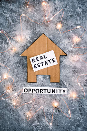 investment options and building wealth conceptual image, real estate house icon with Opportunity text underneathの写真素材