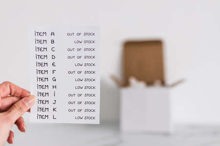 business inventory with every item being low stock or out of stock with postage parcel from online...