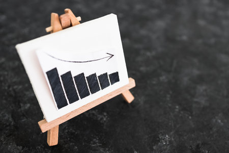 when will inflation go down. canvas with graph showing prices dropping, cost of living going down conceptual imageの写真素材