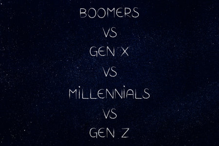 generations in society, illustration with list of names from boomers to gen z including gen x and...