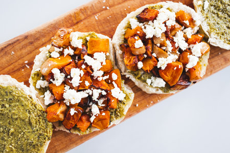 vegetarian pesto pumpkin and feta rolls, healthy food recipes