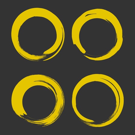 gold paint brush circle hand drawnのイラスト素材