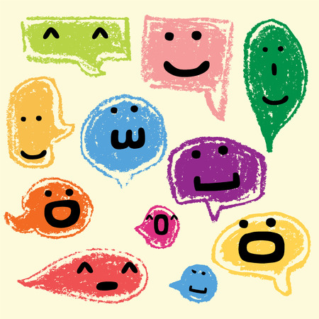 happy speech bubbles,happy message,pastel bubblesのイラスト素材