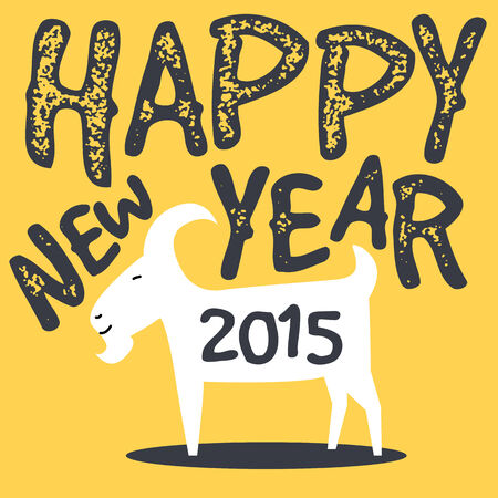 happy new year 2015,year of goat,chinese new yearのイラスト素材
