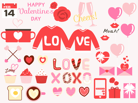 valentine design elements,happy valentines day,loveのイラスト素材
