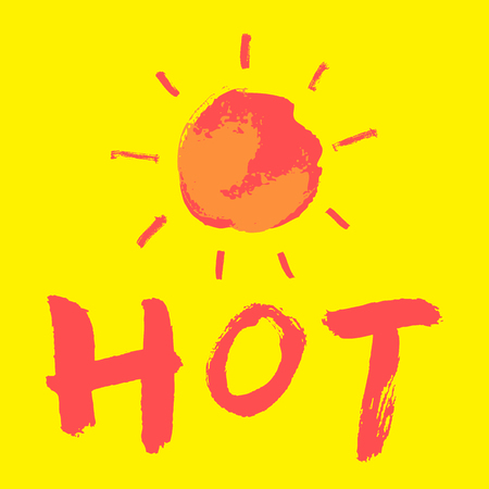 hot day hand drawn brush,summer sun,weatherのイラスト素材