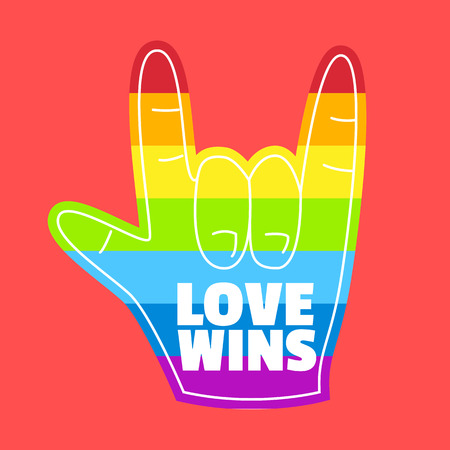 rainbow hand,love wins,gay pride,love gesture foam hand,lgbtのイラスト素材