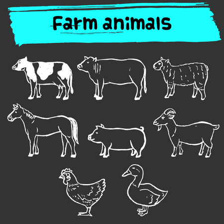 A farm animals doodle icon.のイラスト素材