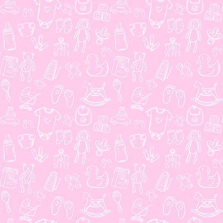Baby doodle seamless pattern backgroundのイラスト素材