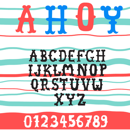 vintage font,doodle alphabet setのイラスト素材