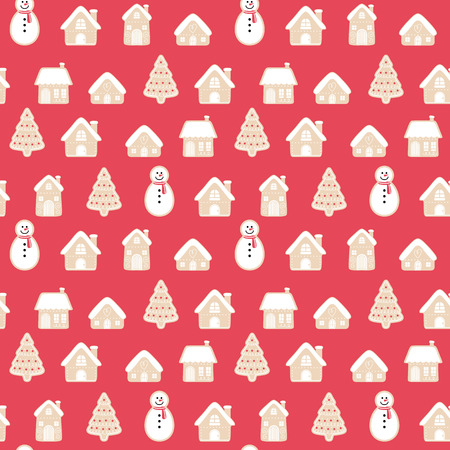 merry christmas seamless pattern background,gingerbread pattern,happy holiday illustrationのイラスト素材