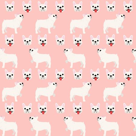 French bulldog pattern background, dog posesのイラスト素材
