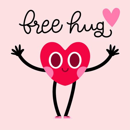 cute heart cartoon character greeting card,happy valentines day,love messageのイラスト素材
