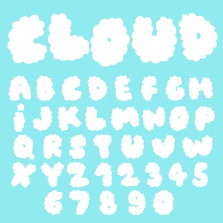 fluffy cloud alphabet set,vector fontのイラスト素材