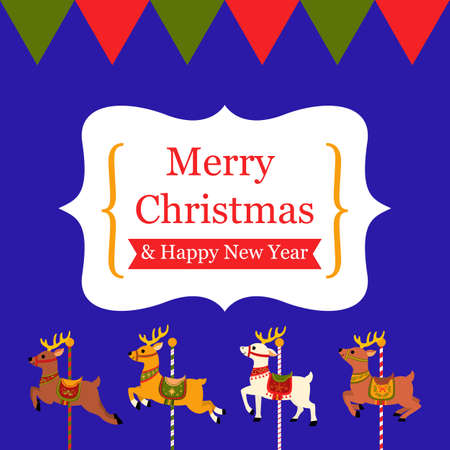 Merry Christmas card design,reindeer illstrationのイラスト素材