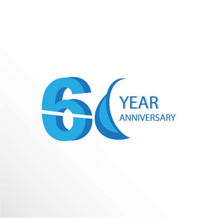 60 Year Anniversary Logo Vector Template Design Illustration
