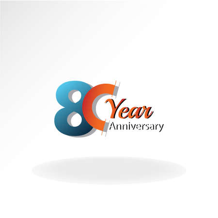 80 Year Anniversary Logo Vector Template Design Illustration gold and blackのイラスト素材