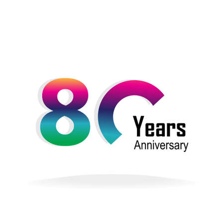 80 Year Anniversary Logo Vector Template Design Illustrationのイラスト素材