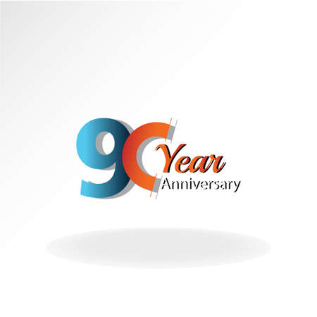 90 Year Anniversary Logo Vector Template Design Illustrationのイラスト素材