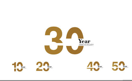 Set Year Anniversary Logo Vector Template Design Illustration gold and whiteのイラスト素材