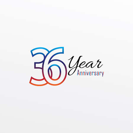 36 years anniversary celebration blue Colors Comical Design logotype. anniversary logo isolated on White backgroundのイラスト素材
