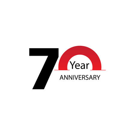 70 Year Anniversary Logo Vector Template Design Illustration white and redのイラスト素材