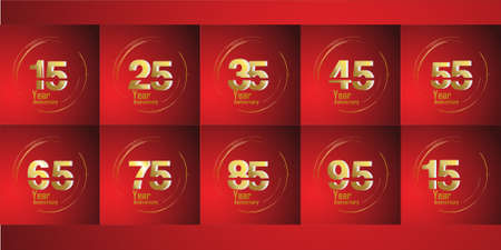 set of anniversary logotype style with handwriting golden color for celebration event, wedding,...