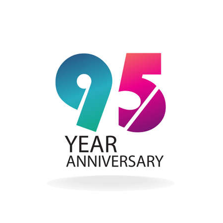 95 year anniversary invitation, greeting card, poster template, Anniversary Vector layered paper cut style number.のイラスト素材