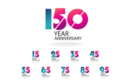 set year anniversary invitation, greeting card, poster template, Anniversary Vector layered paper cut style number.のイラスト素材