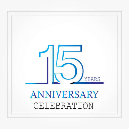 15 years anniversary with single line white blue color for celebrationのイラスト素材