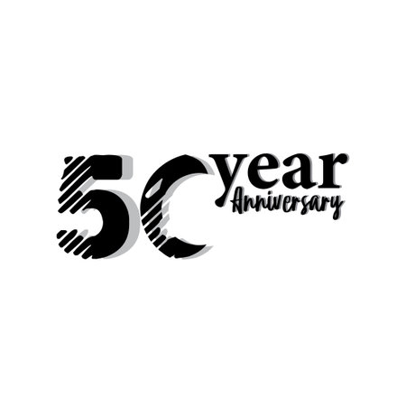 50 Year Anniversary Logo Vector Template Design Illustration blackのイラスト素材