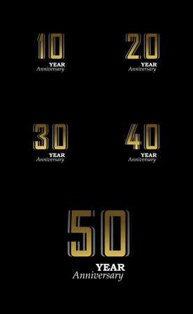 Set Year Anniversary Logo Vector Template Design Illustration gold and blackのイラスト素材
