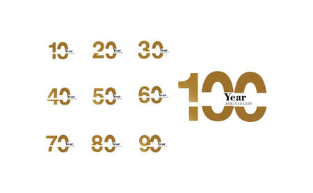 Set Year Anniversary Logo Vector Template Design Illustration gold and whiteのイラスト素材