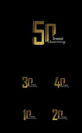 Set Year Anniversary Logo Vector Template Design Illustration gold and blackのイラスト素材
