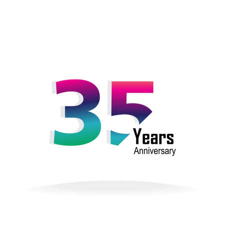 35 Anniversary Logo Vector Template Design Illustration rainbow and whiteのイラスト素材
