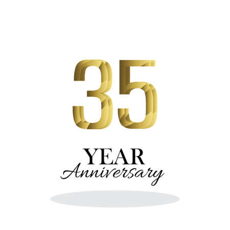 35 55 Year Anniversary Logo Vector Template Design Illustration gold and whiteのイラスト素材