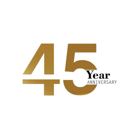 45 55 Year Anniversary Logo Vector Template Design Illustration gold and whiteのイラスト素材