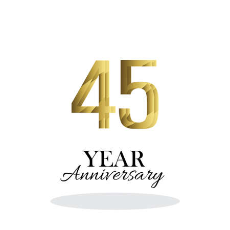 45 55 Year Anniversary Logo Vector Template Design Illustration gold and whiteのイラスト素材