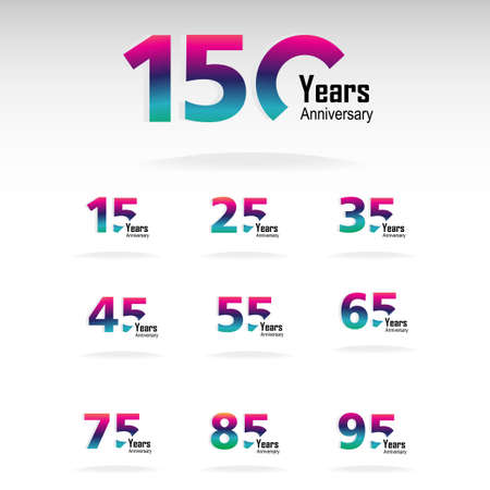 Set Year Anniversary Logo Vector Template Design Illustration Rainbowのイラスト素材