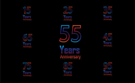 Set Year Anniversary Logo Vector Template Design Illustration Rainbow