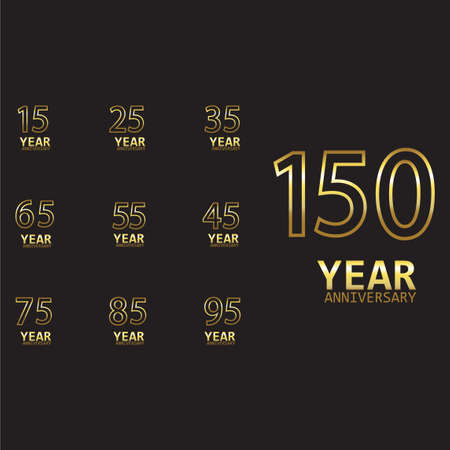 Set Year Anniversary Logo Vector Template Design Illustration gold elegantのイラスト素材