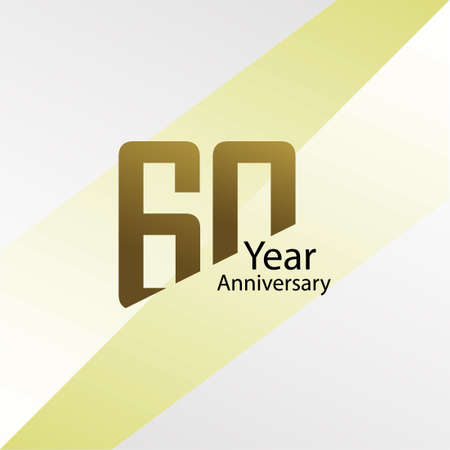 60 Year Anniversary Vector Template Design Illustration Gold Elegantのイラスト素材